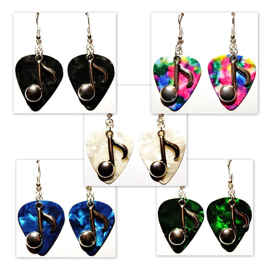 Handmade Guitar Pick Earrings | Music Note